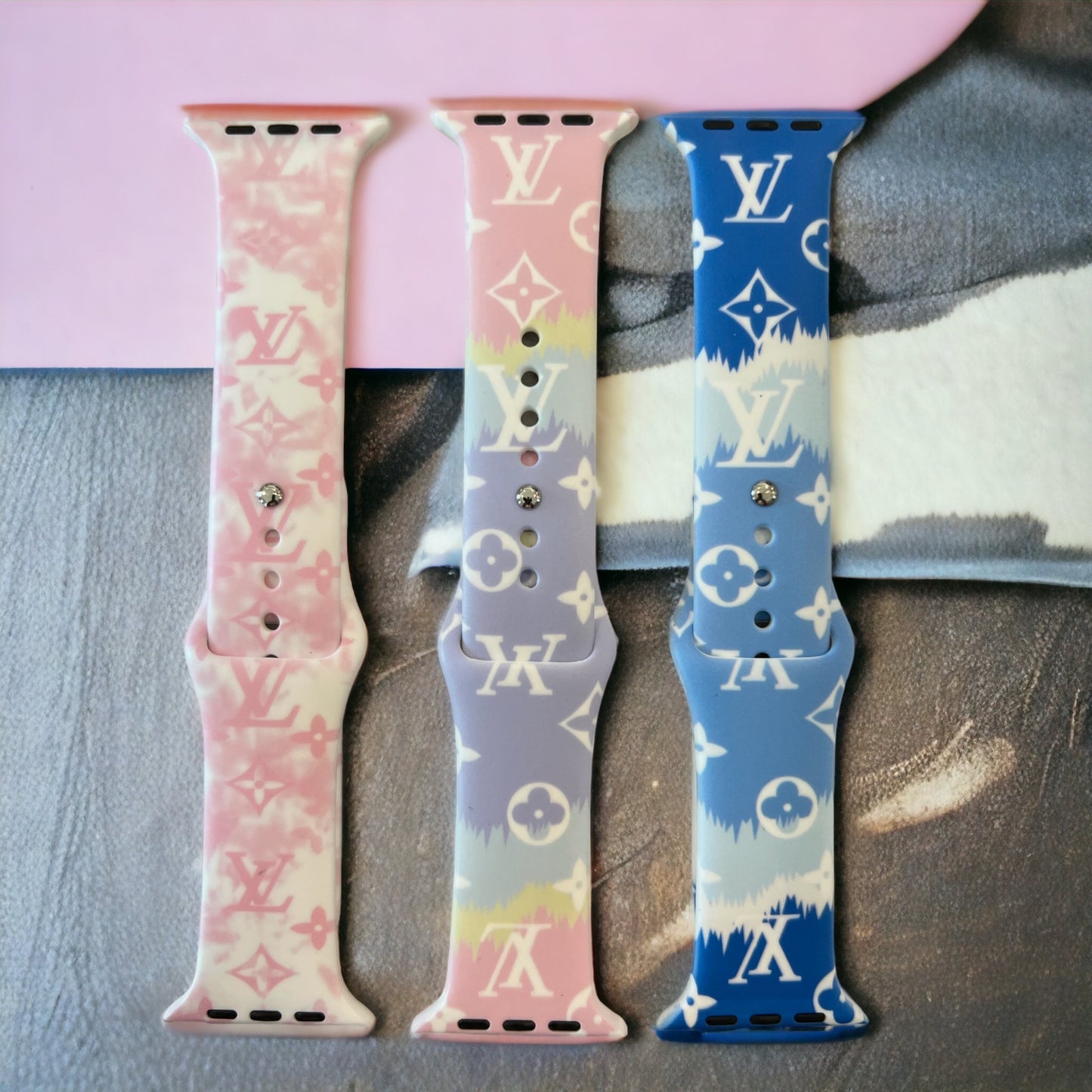 Tie-Dye/Ombre Design LV Silicone Apple Watch Bands