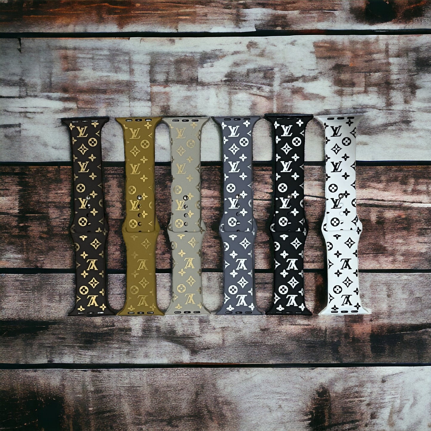Neutral LV Silcone Apple Watch Bands