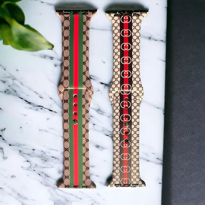 GingerStriped Monogram Silicone Apple Watch band