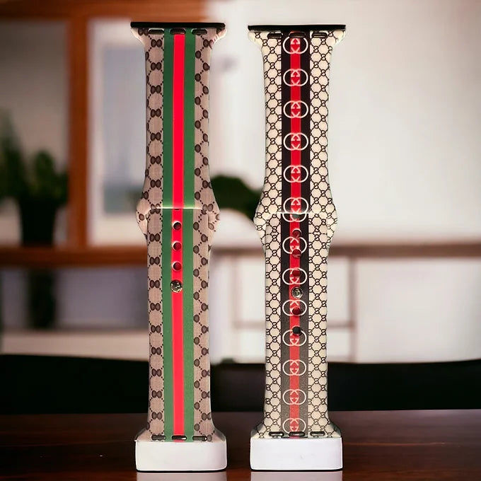 GingerStriped Monogram Silicone Apple Watch band