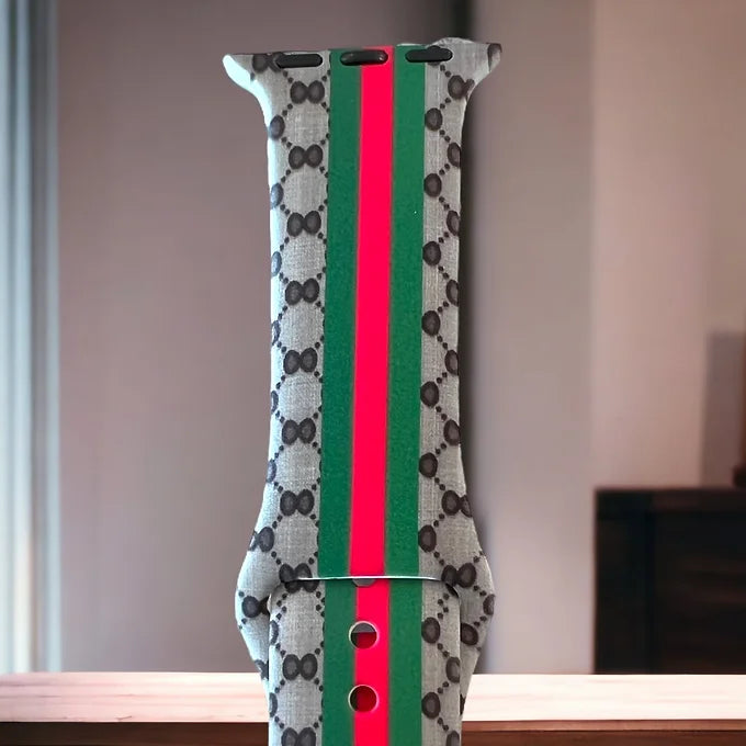 GingerStriped Monogram Silicone Apple Watch band