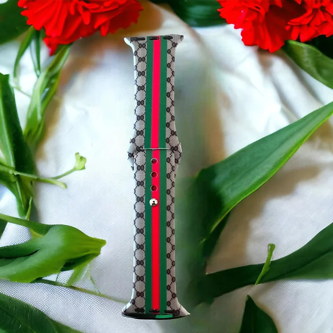 GingerStriped Monogram Silicone Apple Watch band