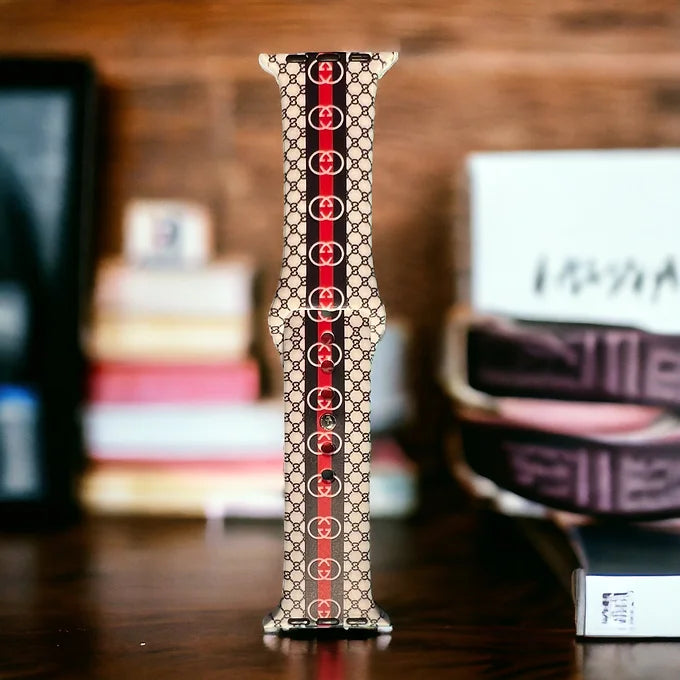 GingerStriped Monogram Silicone Apple Watch band