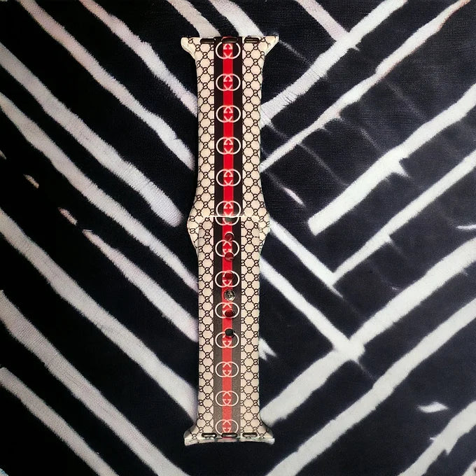 GingerStriped Monogram Silicone Apple Watch band