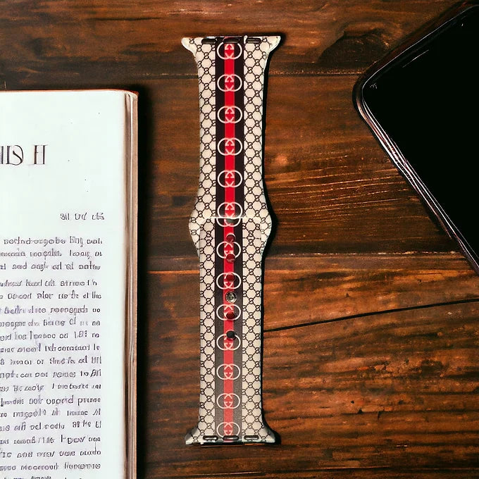 GingerStriped Monogram Silicone Apple Watch band