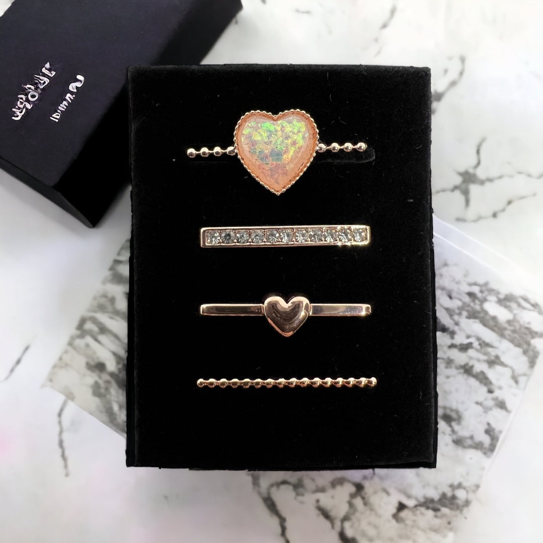 4 Piece Hearts Watch Charm Set