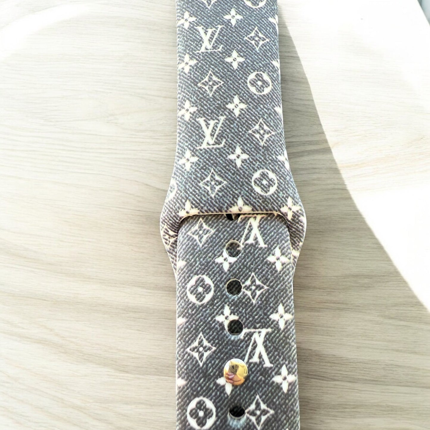 Denim Printed LV Silicone Apple Watch Band