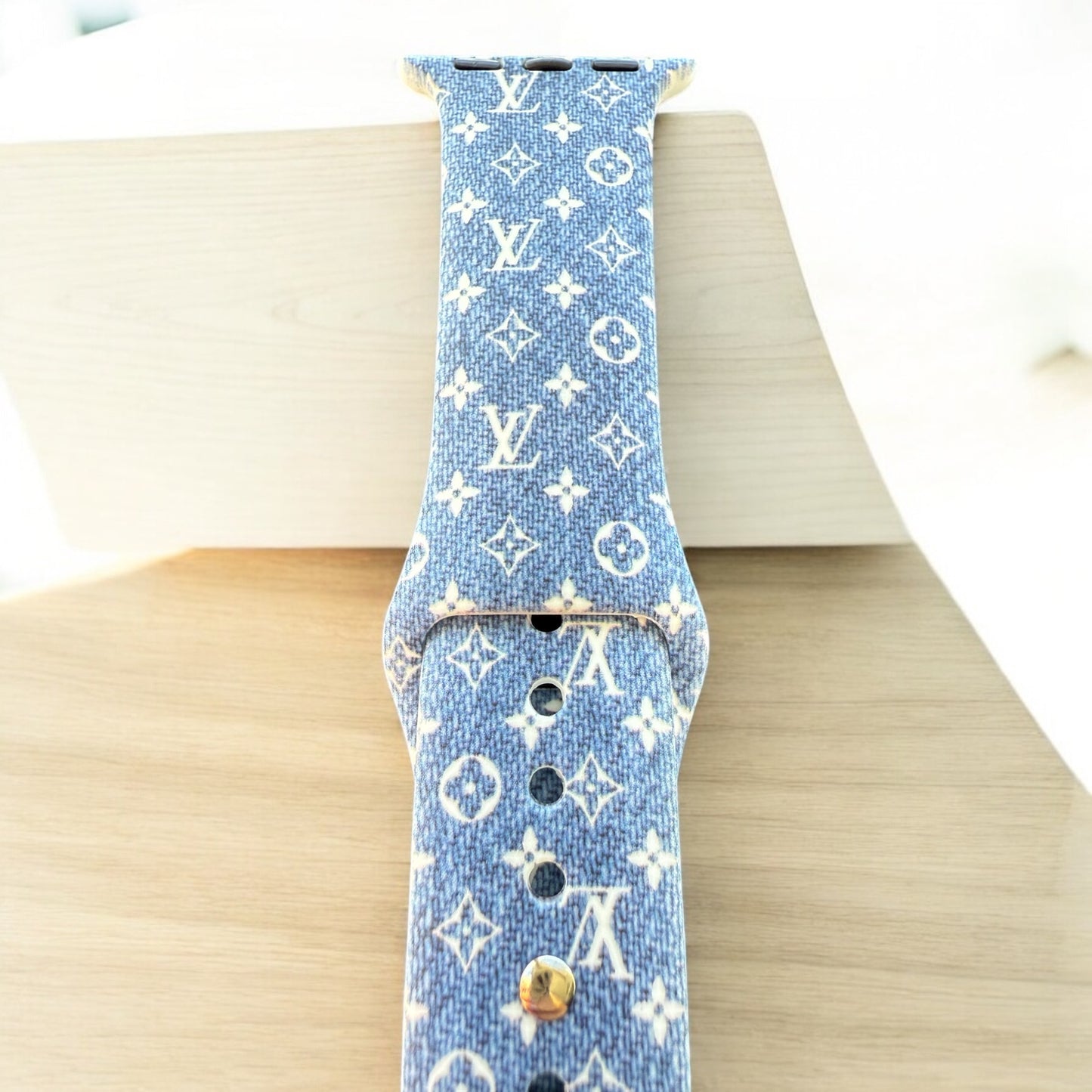 Denim Printed LV Silicone Apple Watch Band