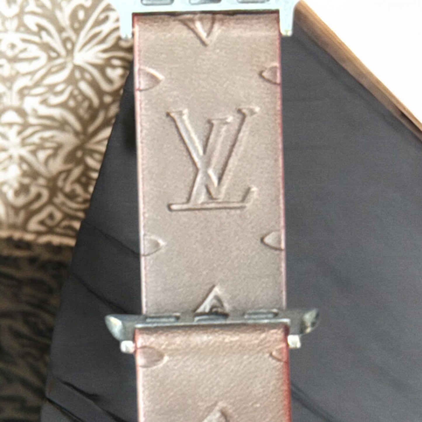 LV Engraved Vegan Leather Apple Watch Band