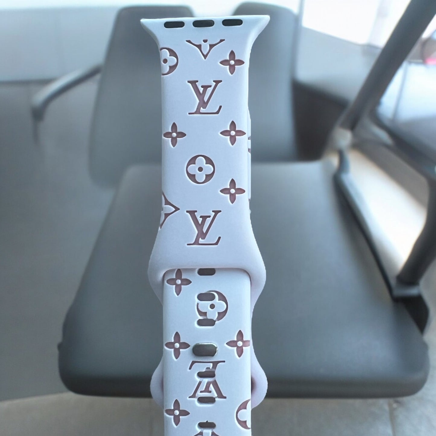 LV Engraved 2 Toned Colored Silicone Apple Watch Band