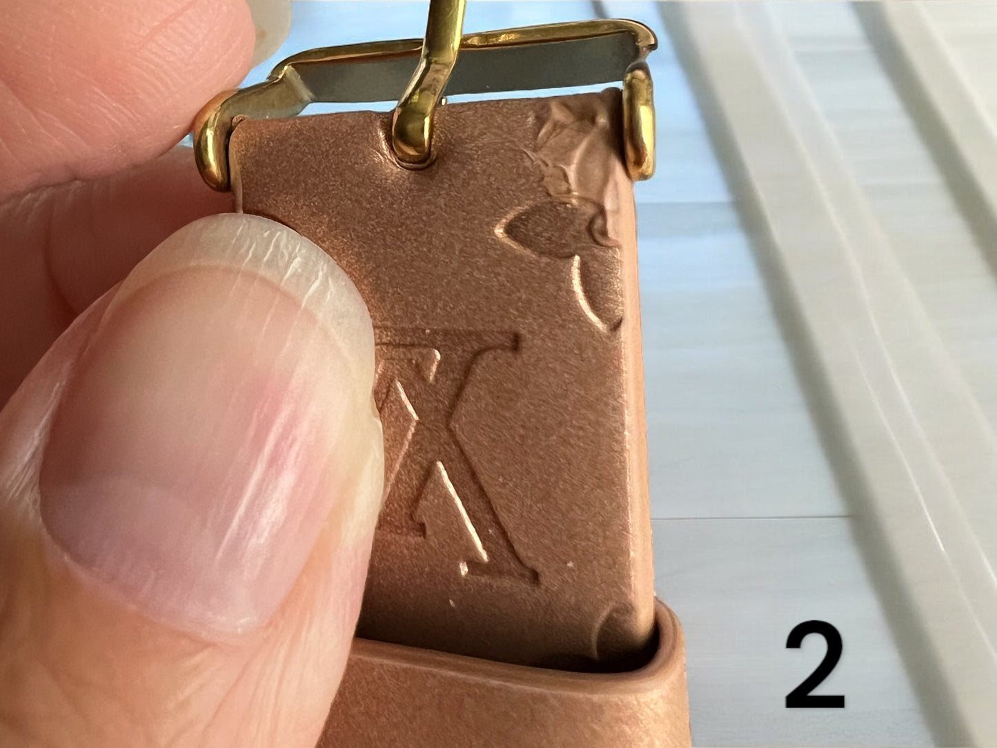 Luxe Vegan Leather LV Engraved Apple Watch Band- Rose Gold 38/40/41 MM