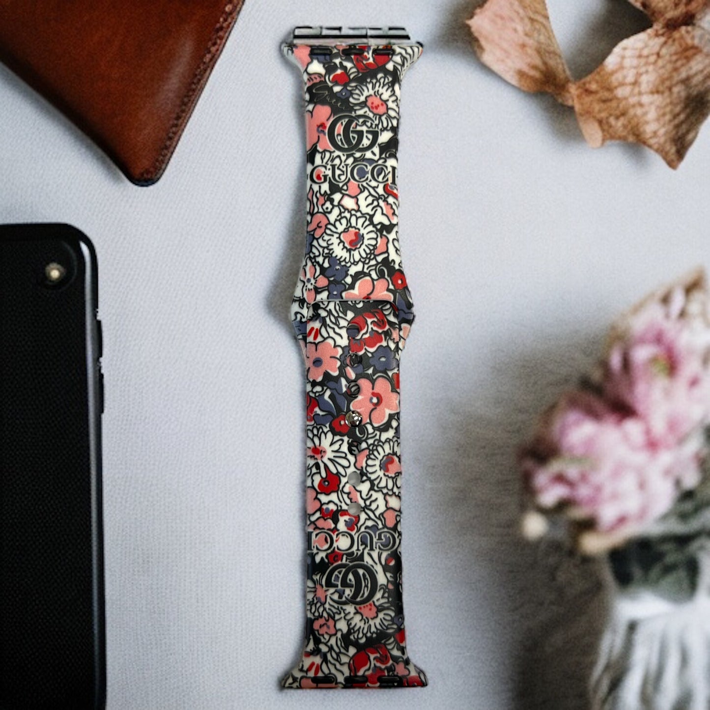 GG Floral Silicone Apple Watch Band