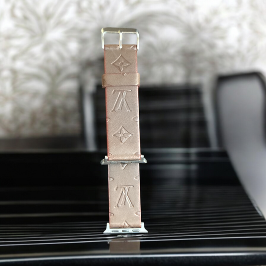 LV Engraved Vegan Leather Apple Watch Band