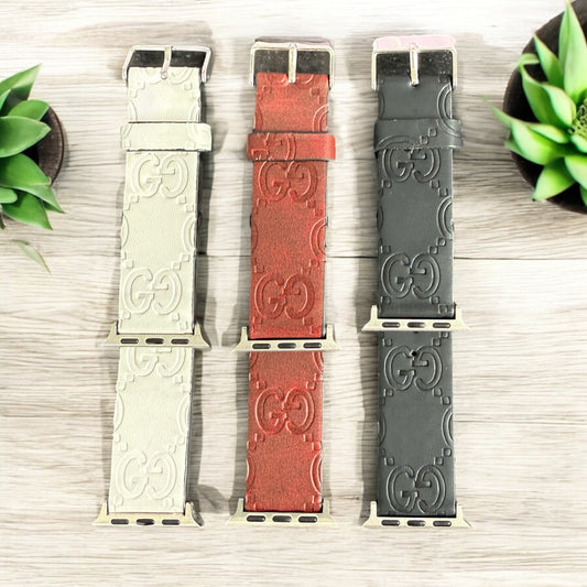 GG Engraved Vegan Leather Apple Watch Band