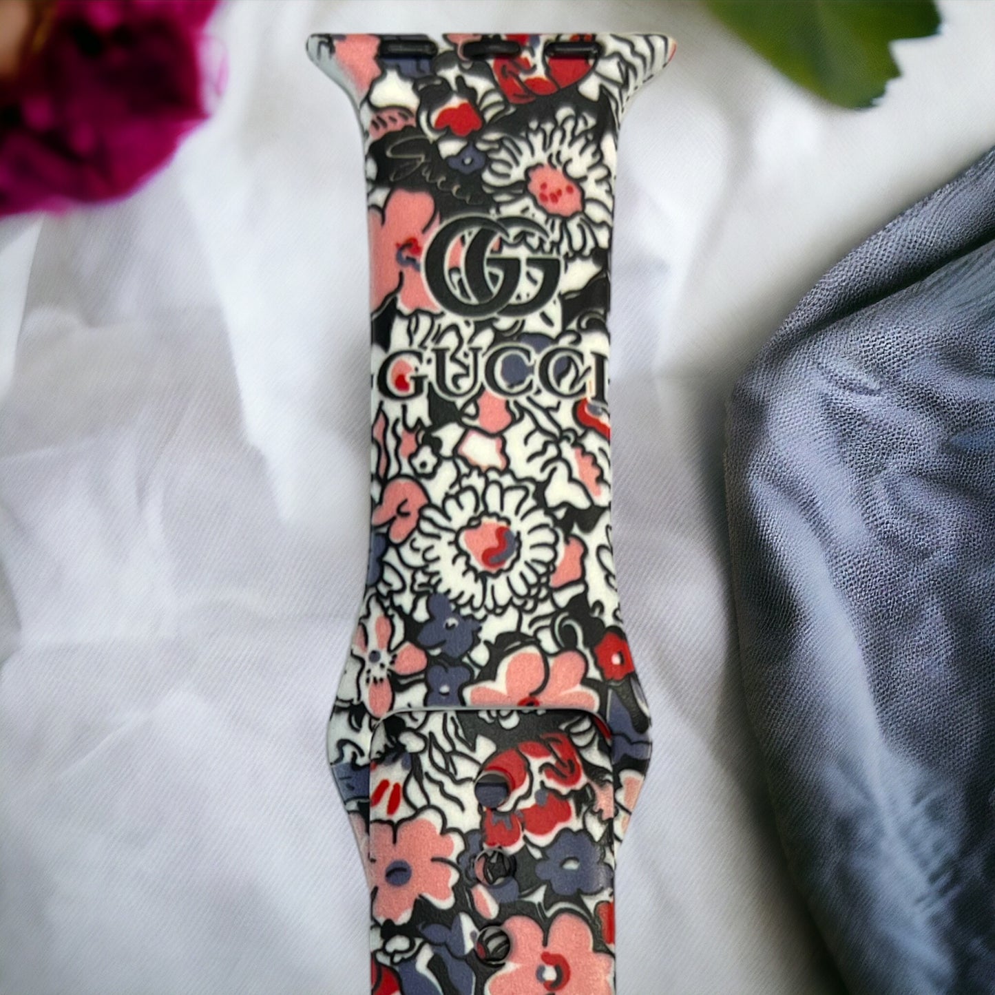 GG Floral Silicone Apple Watch Band