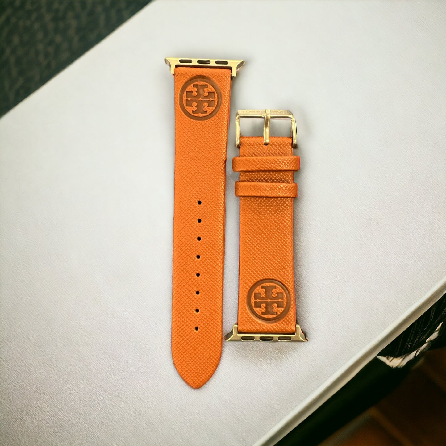 TB Engraved Vegan Leather Monogram Apple Watch Band