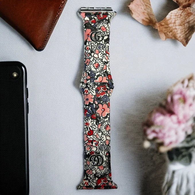 Floral Silicone Apple Watch Band