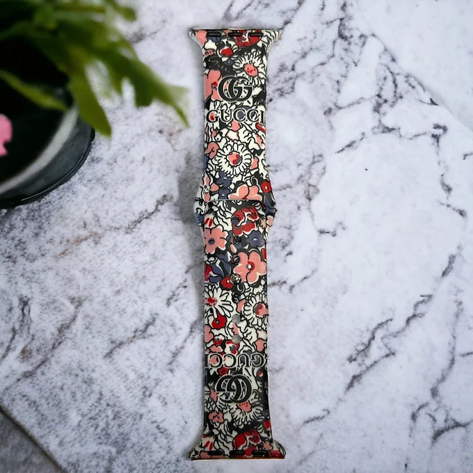 Floral Silicone Apple Watch Band