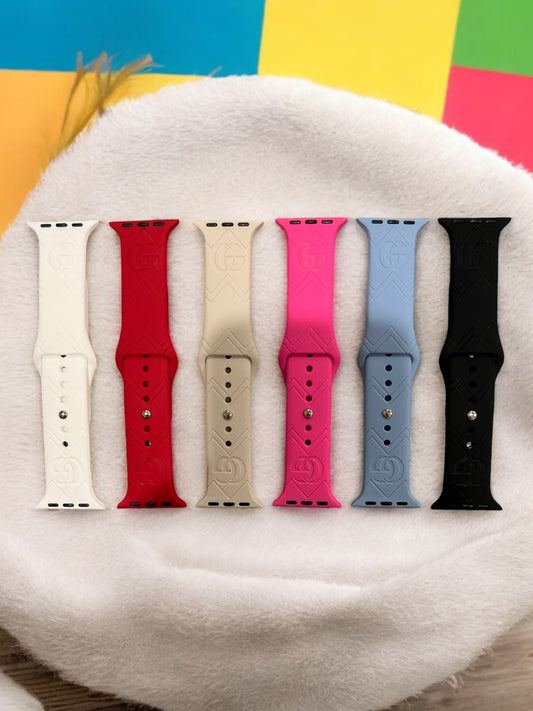 GG Engraved Silicone Apple Watch Band