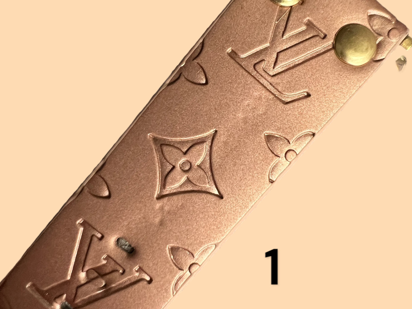 Luxe Vegan Leather LV Engraved Apple Watch Band- Rose Gold 38/40/41 MM