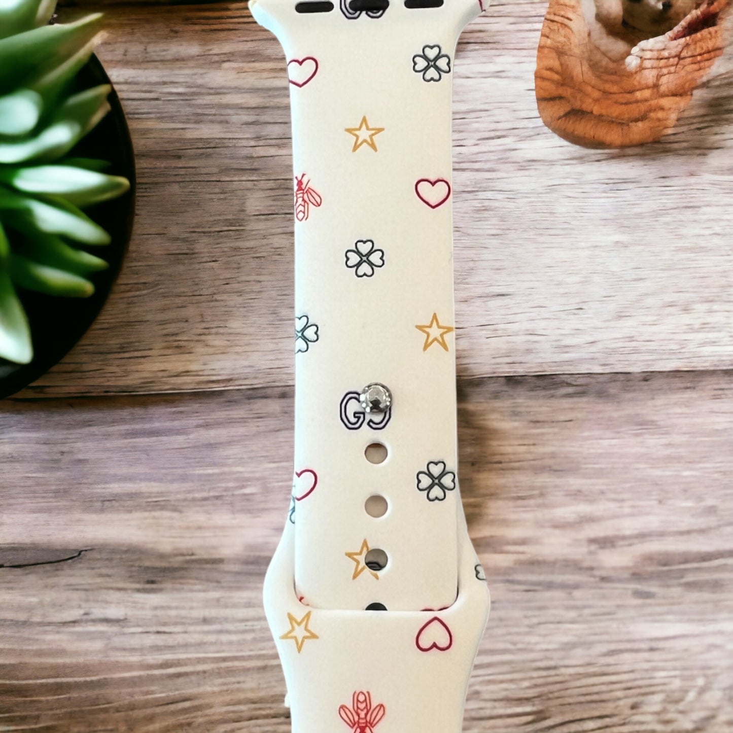 GG Bees & Hearts Silicone Watch Band