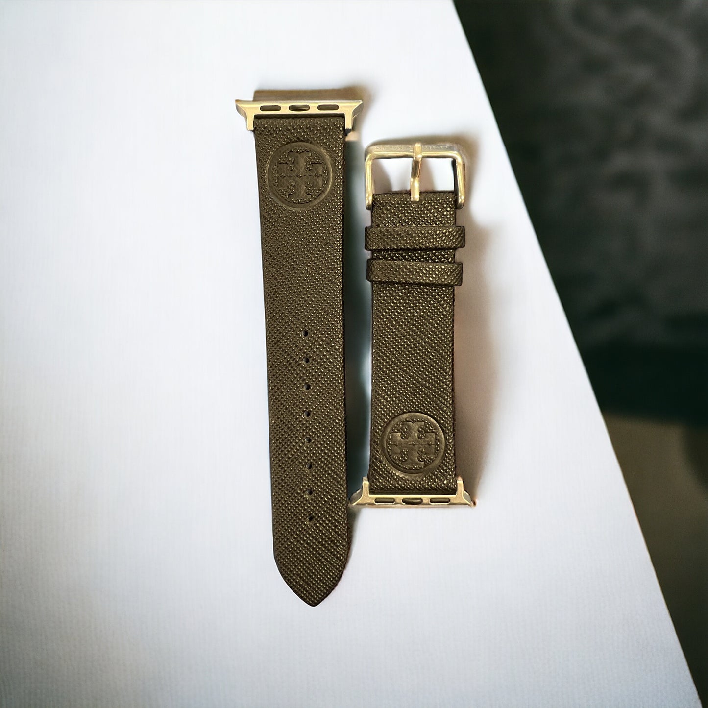 TB Engraved Vegan Leather Monogram Apple Watch Band