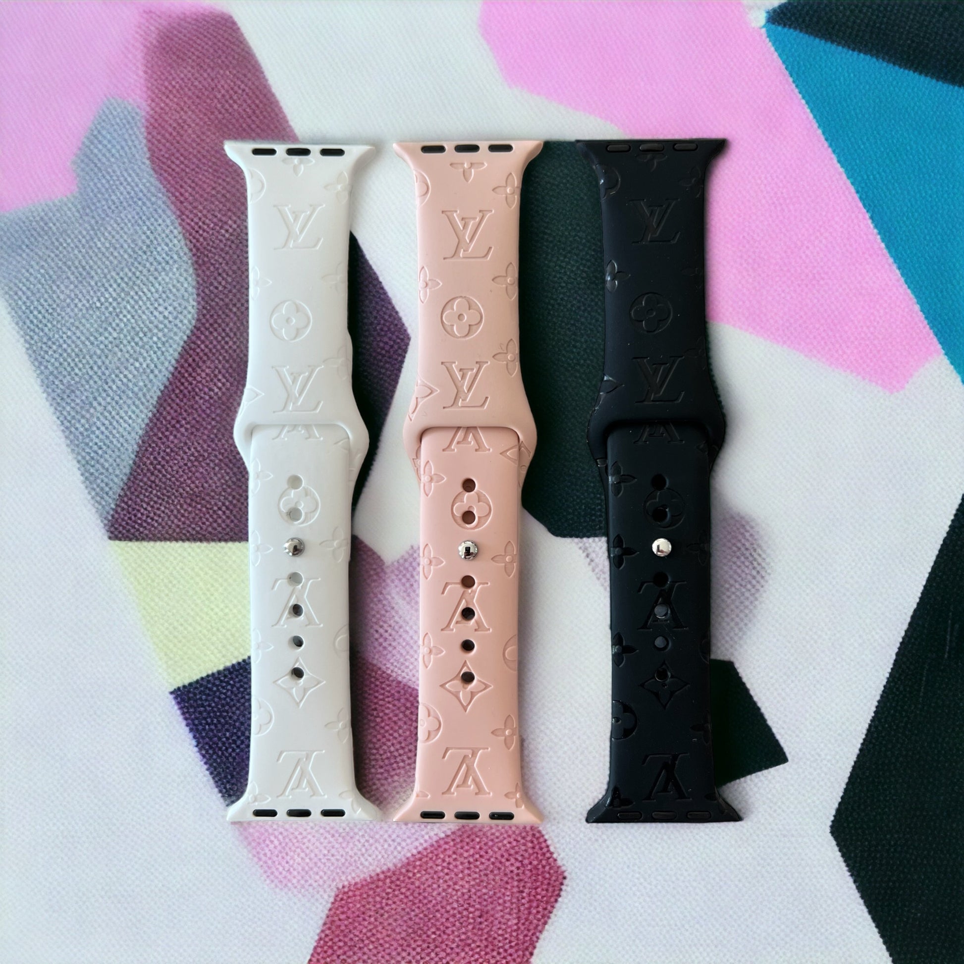 LV Engraved Silicone Apple Watch Band