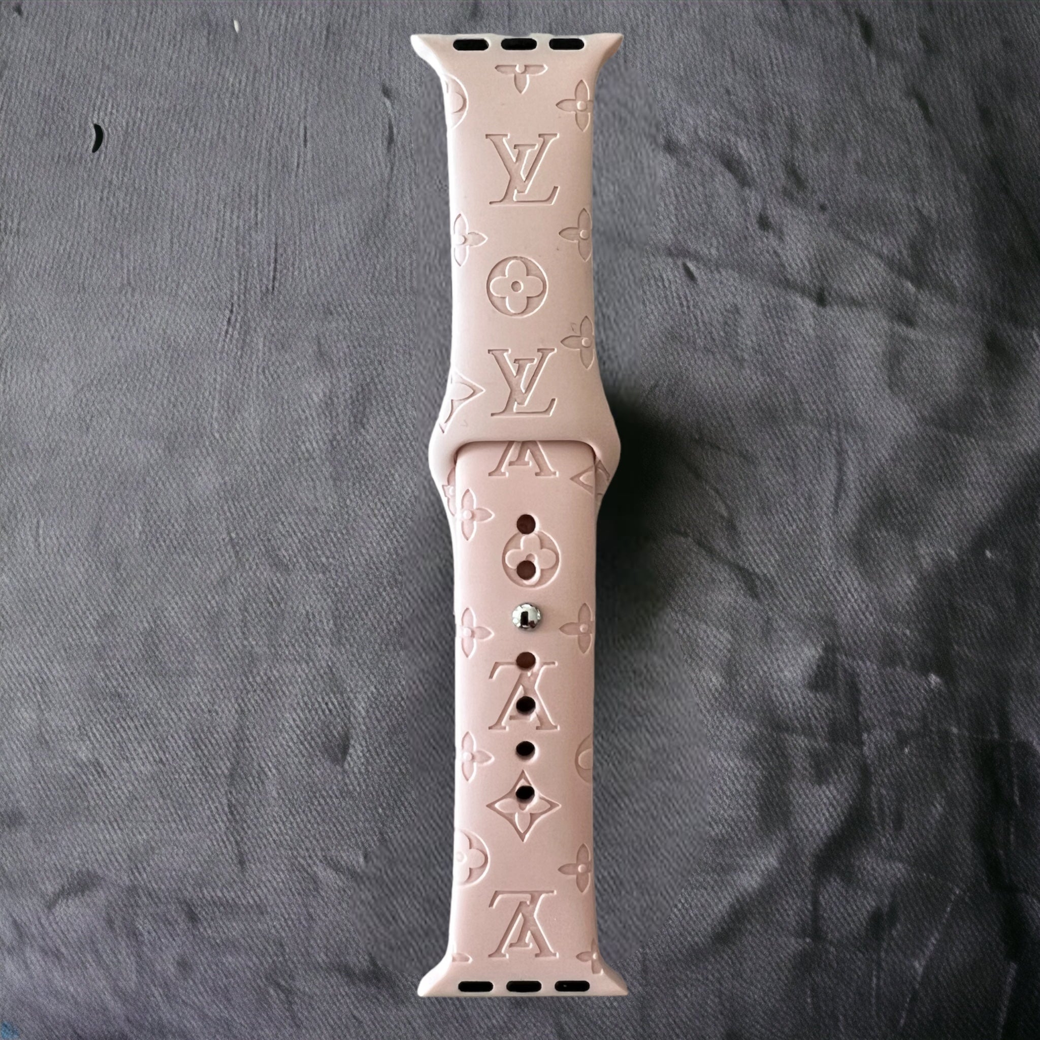 Engraved LV Silicone Apple Watch Band Nails Under Wraps