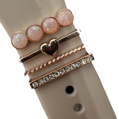 4 Piece Rose Gold Round Watch Charm Set