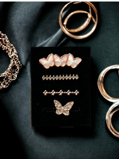 4 Piece Rose Gold Butterfly Watch Band Charm Set
