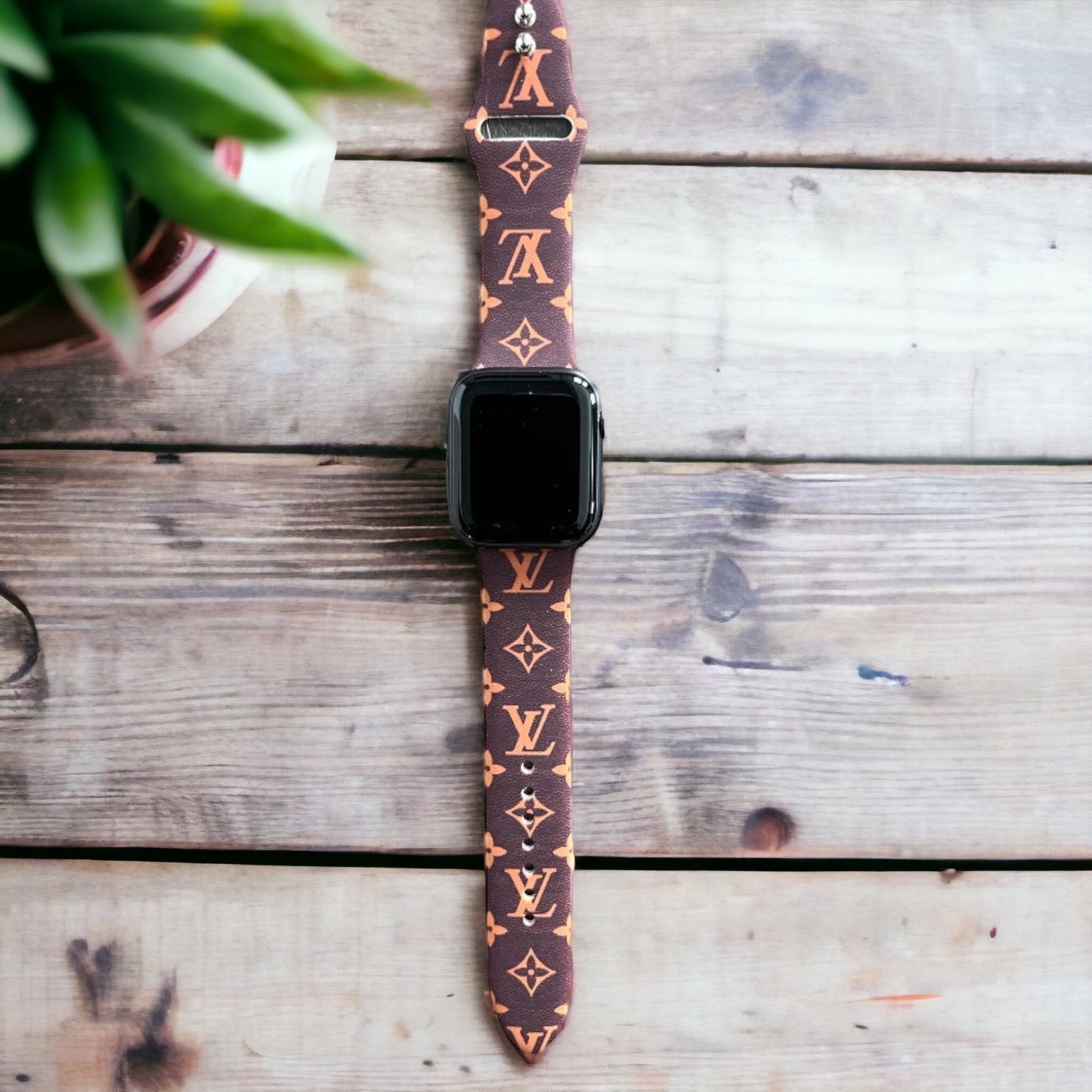 Brown Monogram LV Silicone Apple Watch Band