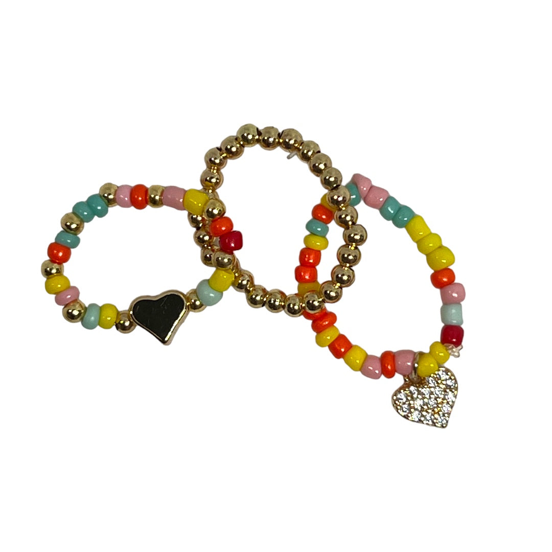 Multicolored Heart Beaded Watch Band Charm Set