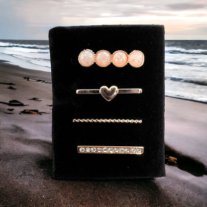 4 Piece Rose Gold Round Watch Charm Set