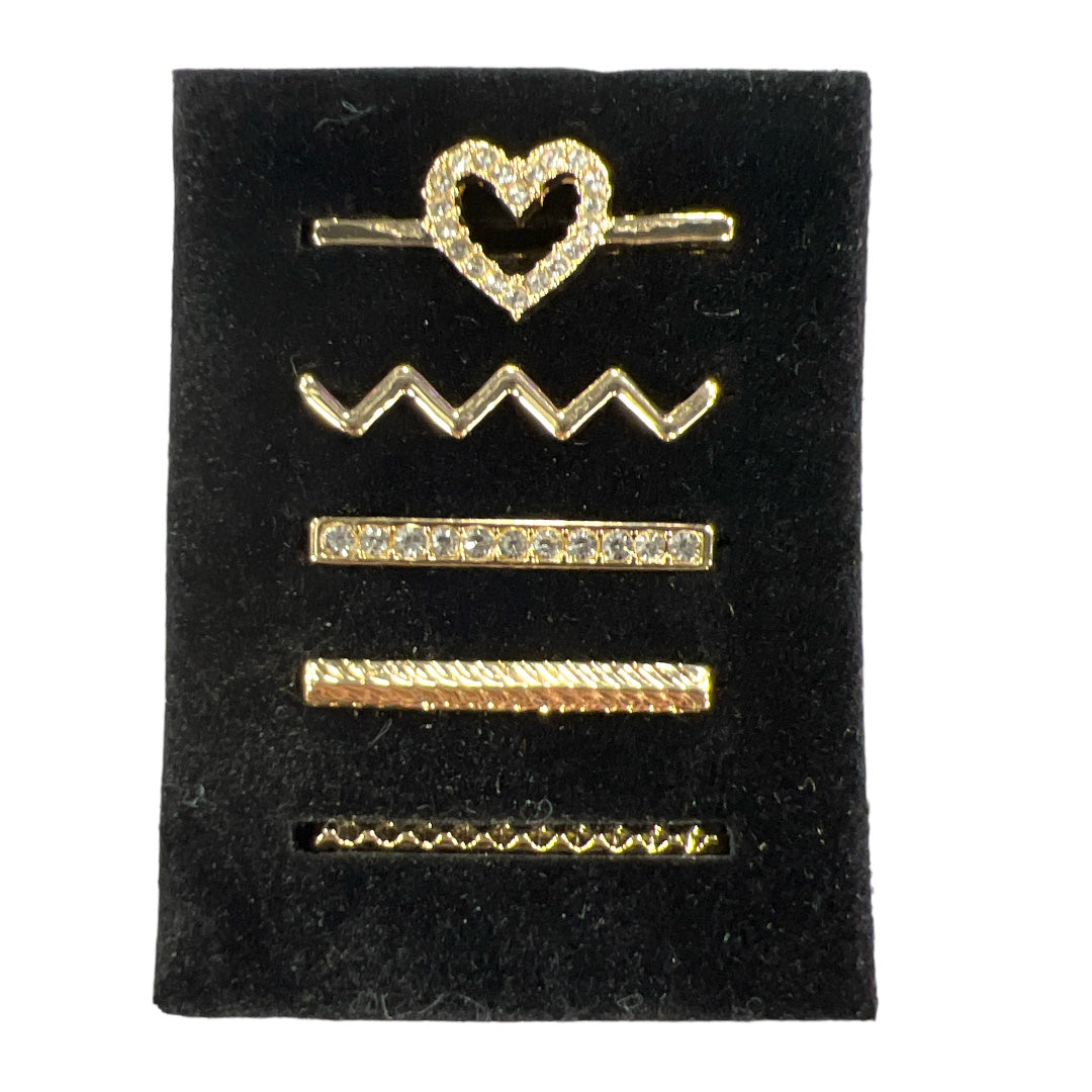 5 Piece Gold Hearts N Waves Watch Band Charm Set
