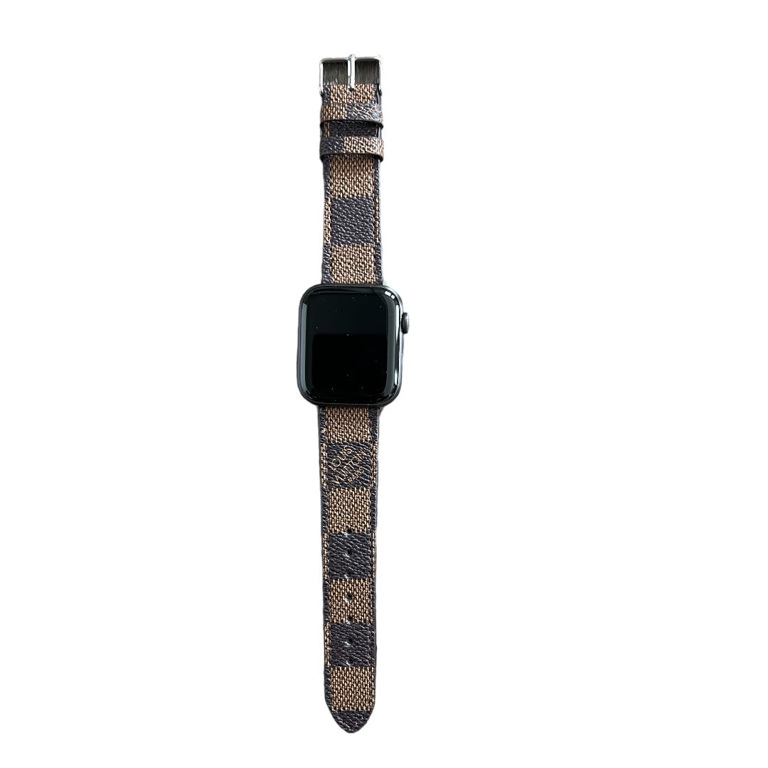 Checkered LV Leather Apple Watch Band